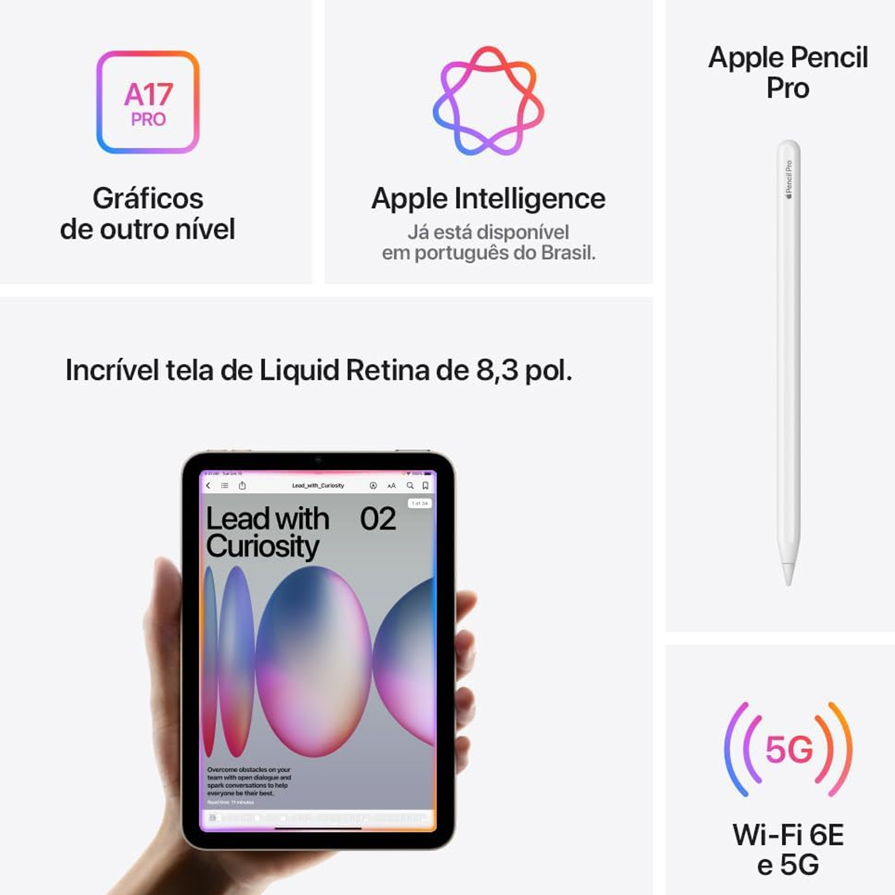 iPad Mini Apple 2024 A17 Pro (Wi-Fi, de 128 GB) - Roxo - Imagem 4