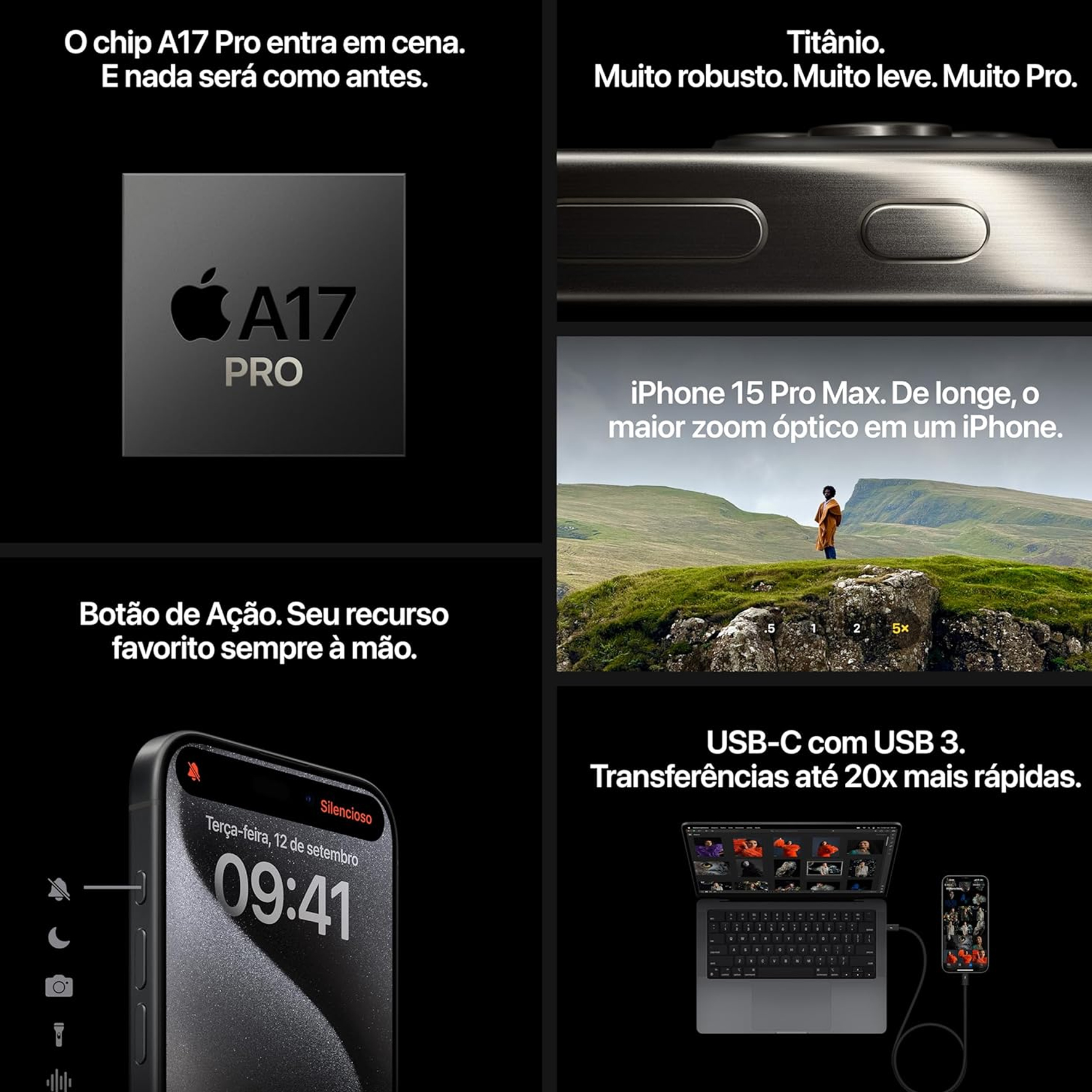 iPhone 15 Pro Max 256GB Titânio Branco - Imagem 4